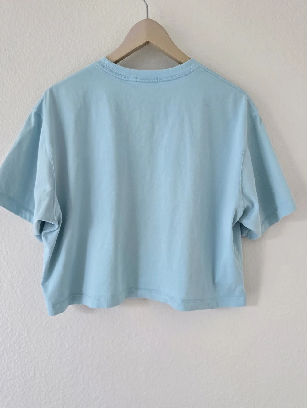 Uniqlo AIRism Cotton Cropped Boxy Oversized T-Shirt Womens Size Large Blue - Picture 4 of 12